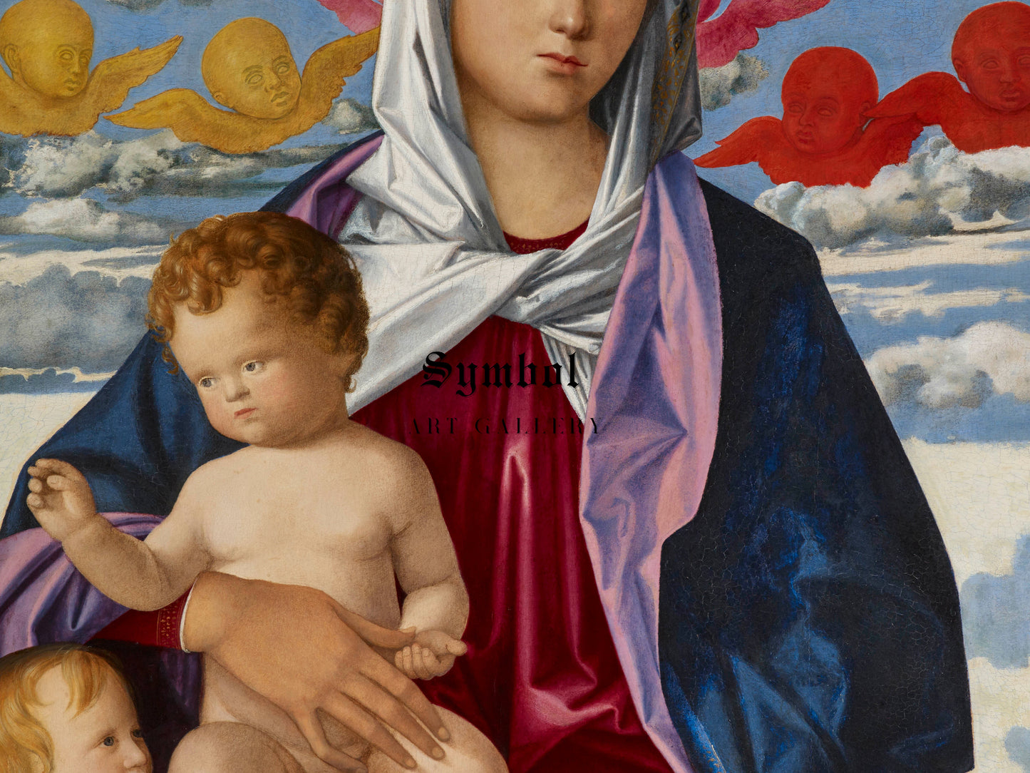 Madonna and Child with St. John the Baptist by Giovanni Bellini 1490, Wall Art Print, Fine Art Reproduction, Museum Quality Decor, Poster