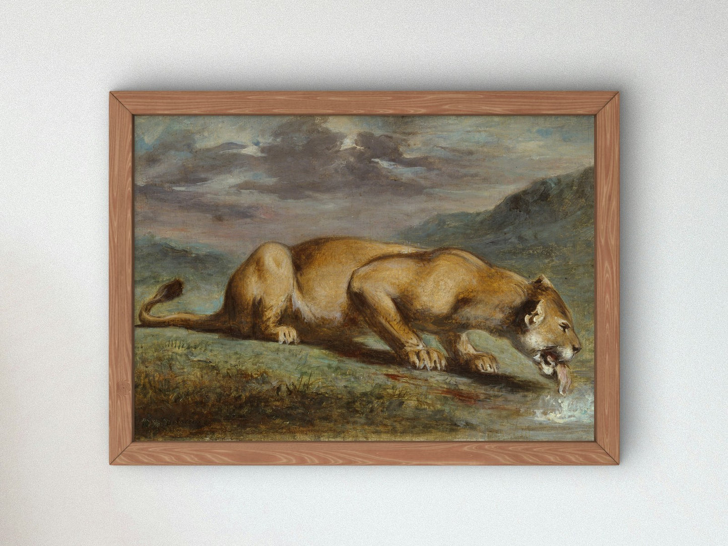 Wounded Lioness by Pierre Andrieu 1840, Wall Art Print, Fine Art Reproduction, Museum Quality Decor, Poster