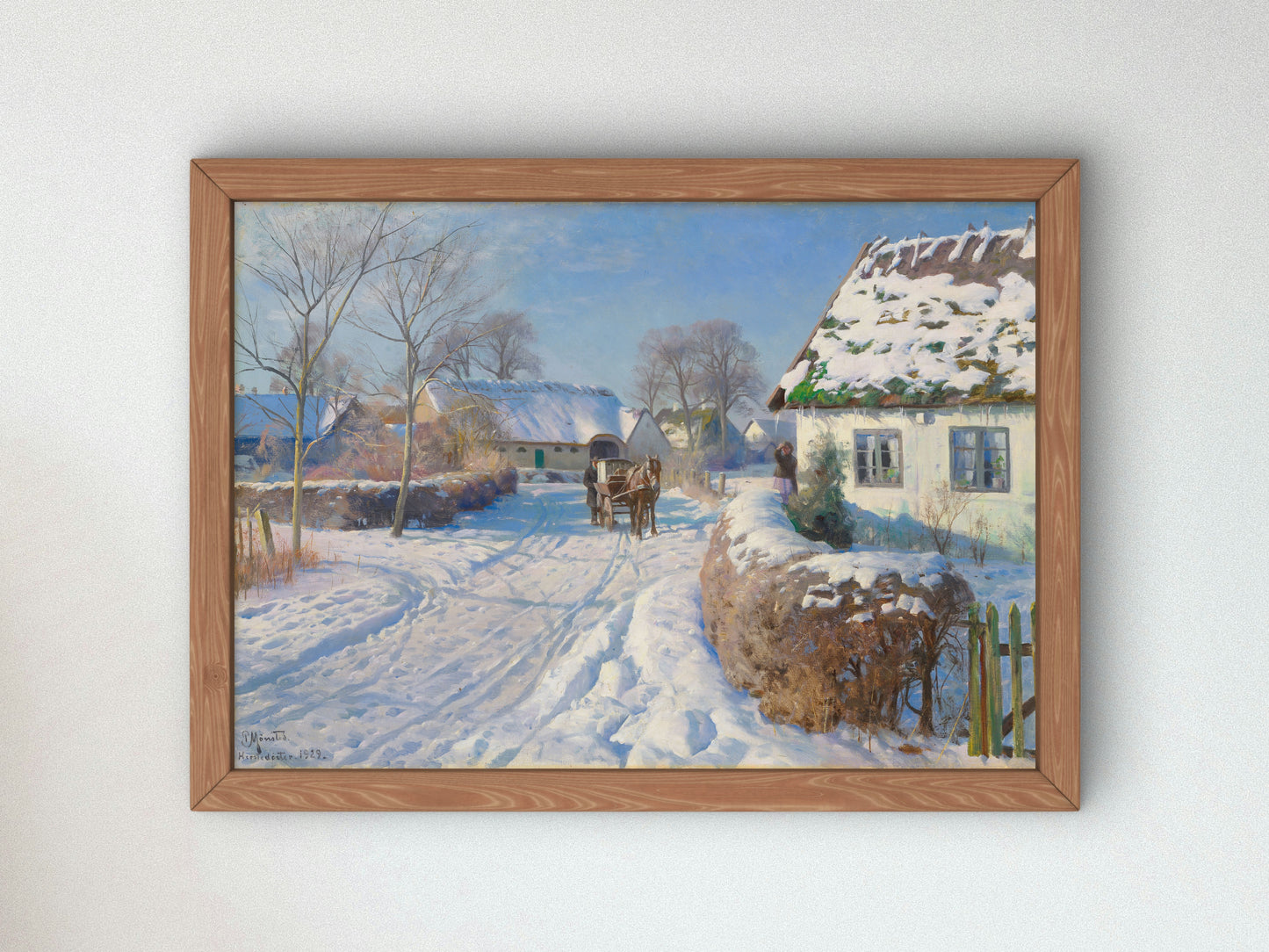 A Village in the Snow by Peder Mørk Mønsted 1929, Wall Art Print, Fine Art Reproduction, Museum Quality Decor, Poster
