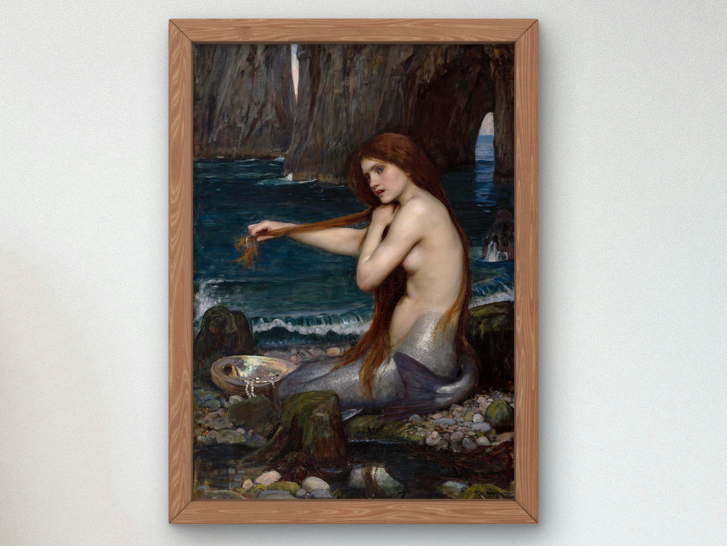 A Mermaid by John William Waterhouse 1900, Wall Art Print, Fine Art Reproduction, Museum Quality Decor, Poster