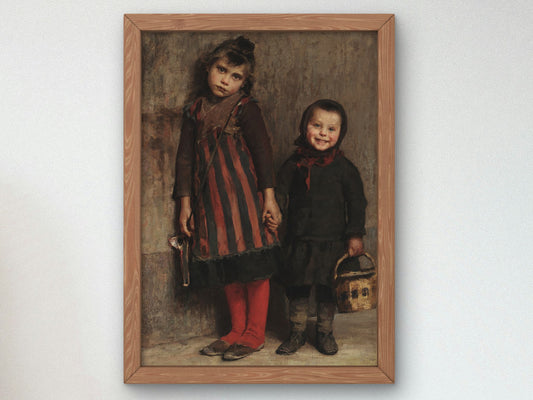 Chiusi fuori scuola by Emilio Longoni 1885, Wall Art Print, Fine Art Reproduction, Museum Quality Decor, Poster