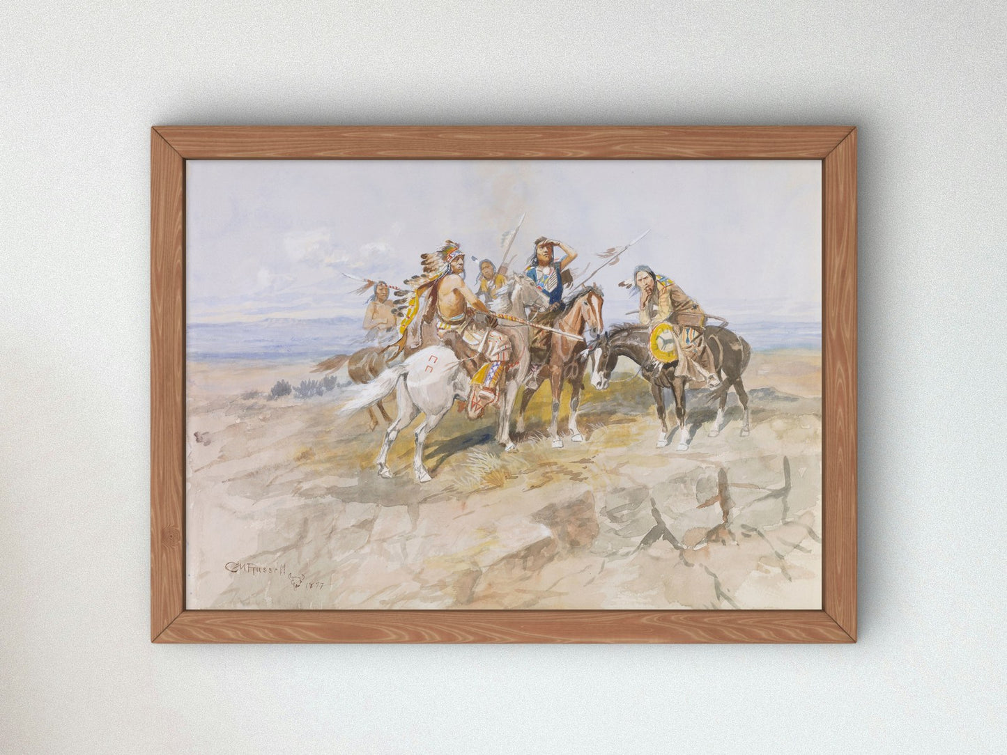 Approach of the White Men by Charles Marion Russell 1897, Wall Art Print, Fine Art Reproduction, Museum Quality Decor, Poster