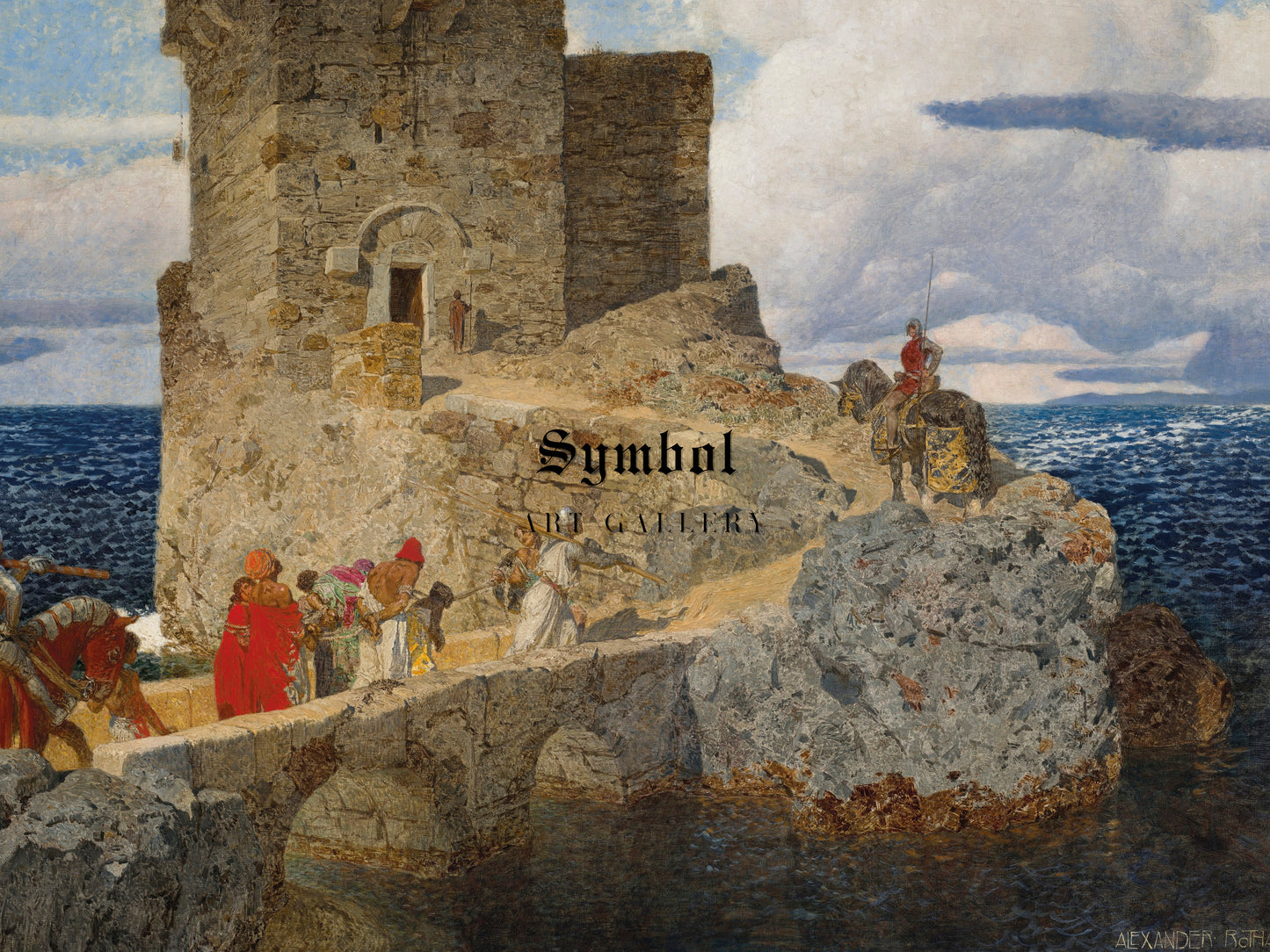 Moorish Tower on the Spanish Coast by Alexander Rothaug, Wall Art Print, Fine Art Reproduction, Museum Quality Decor, Poster