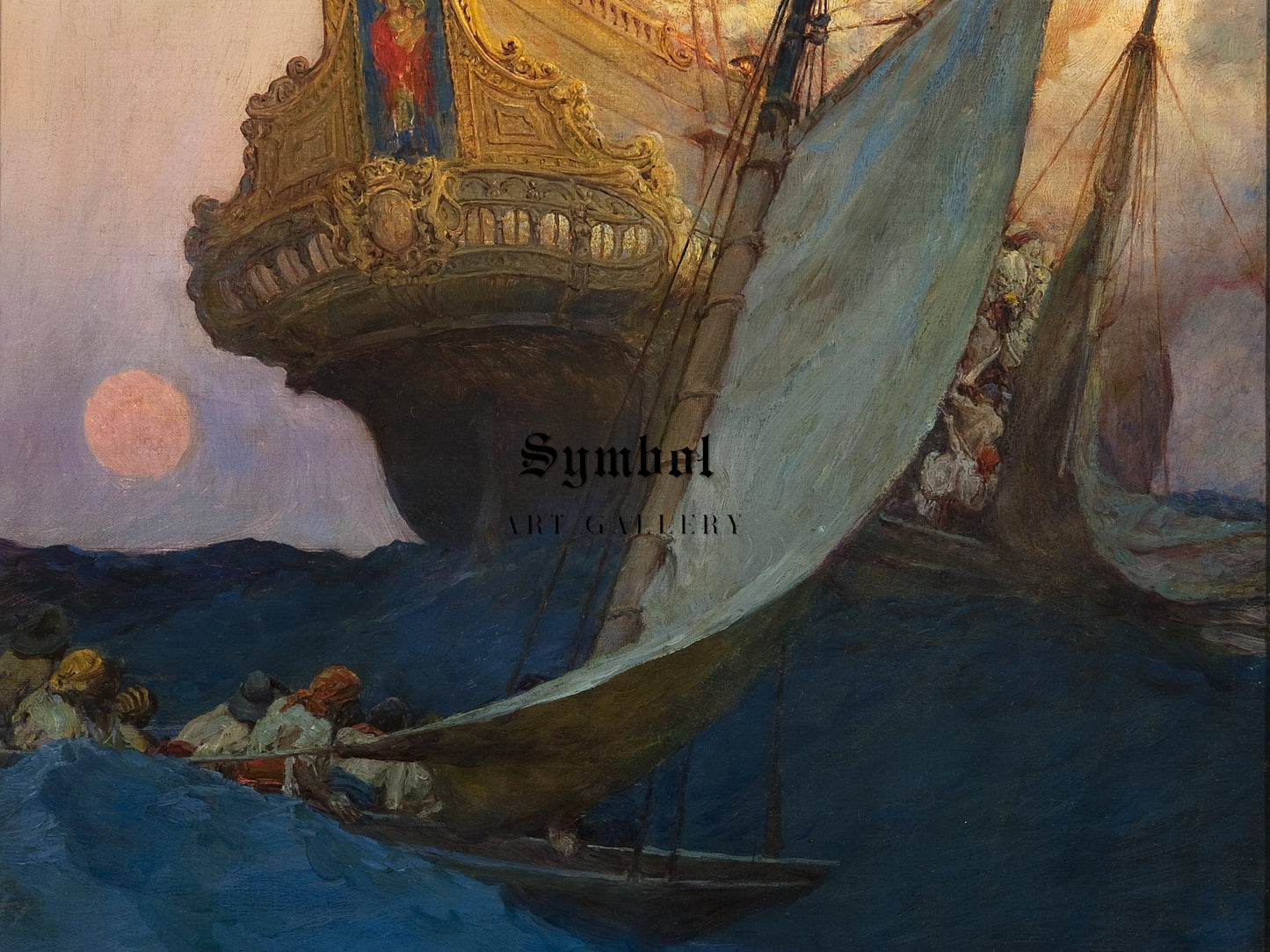 An Attack on a Galleon by Howard Pyle 1905, Wall Art Print, Fine Art Reproduction, Museum Quality Decor, Poster
