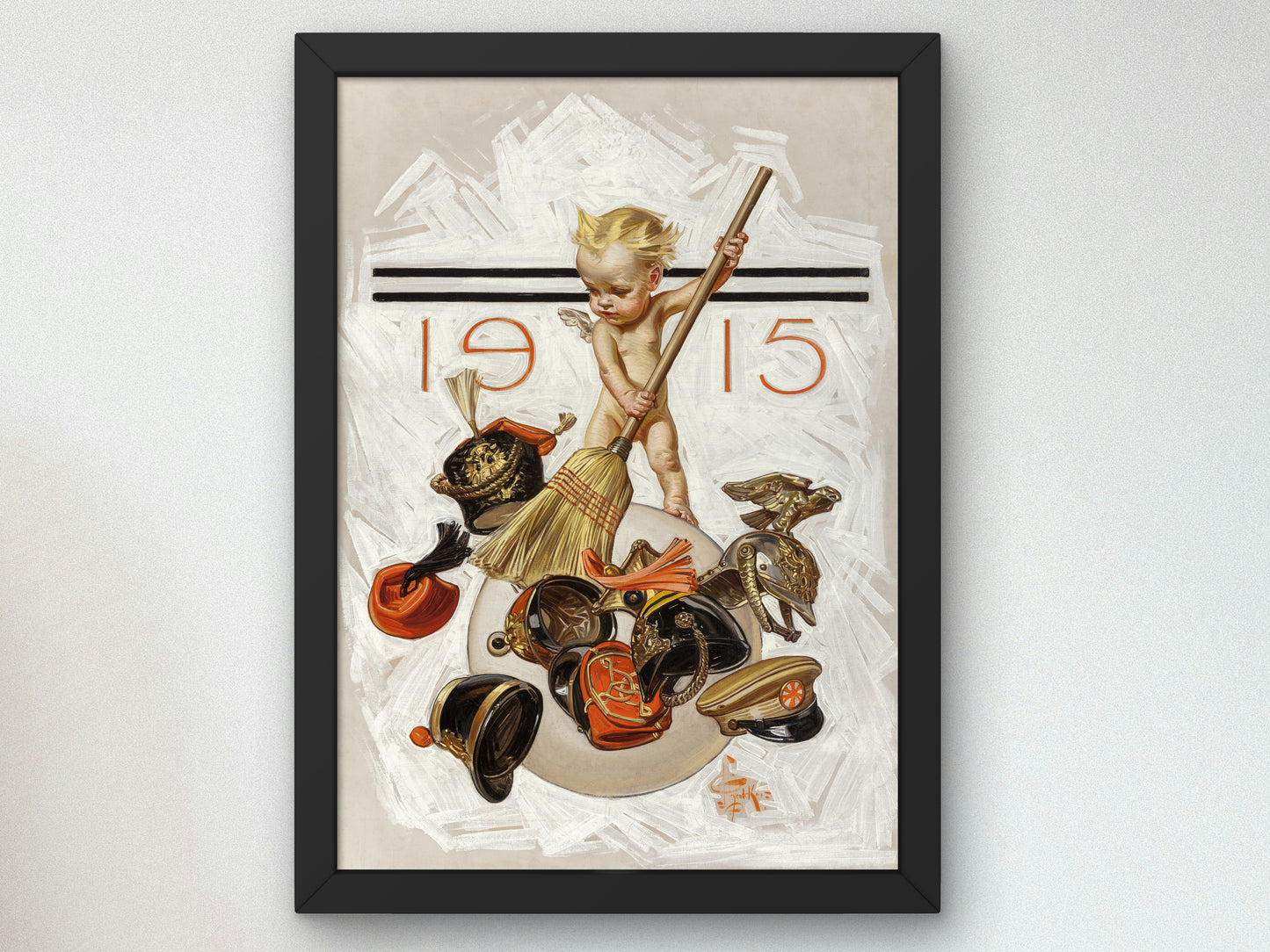 New Year's Baby, Cleaning Up by Joseph Christian Leyendecker 1915, Wall Art Print, Fine Art Reproduction, Museum Quality Decor, Poster