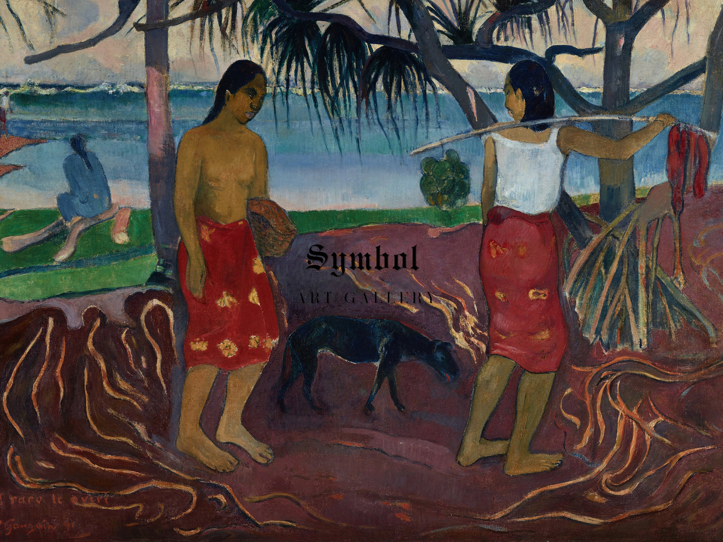 Two Tahitian Women with Mango by Paul Gauguin 1899, Wall Art Print, Fine Art Reproduction, Museum Quality Decor, Poster