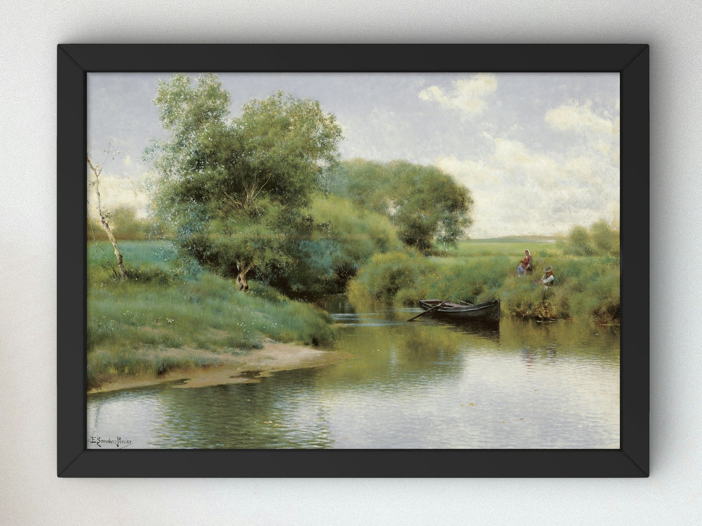 Boating on the River by Emilio Sánchez Perrier 1890, Wall Art Print, Fine Art Reproduction, Museum Quality Decor, Poster