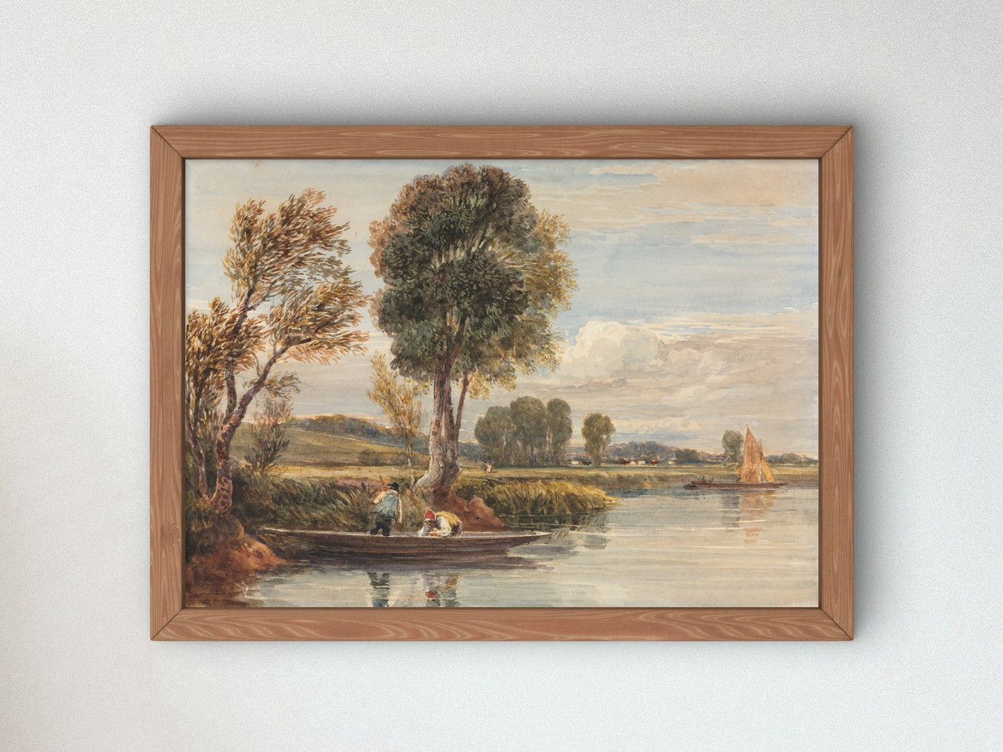 On the Thames by David Cox 1827, Wall Art Print, Fine Art Reproduction, Museum Quality Decor, Poster