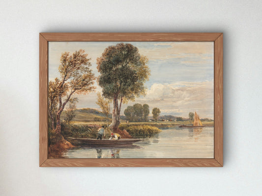 On the Thames by David Cox 1827, Wall Art Print, Fine Art Reproduction, Museum Quality Decor, Poster