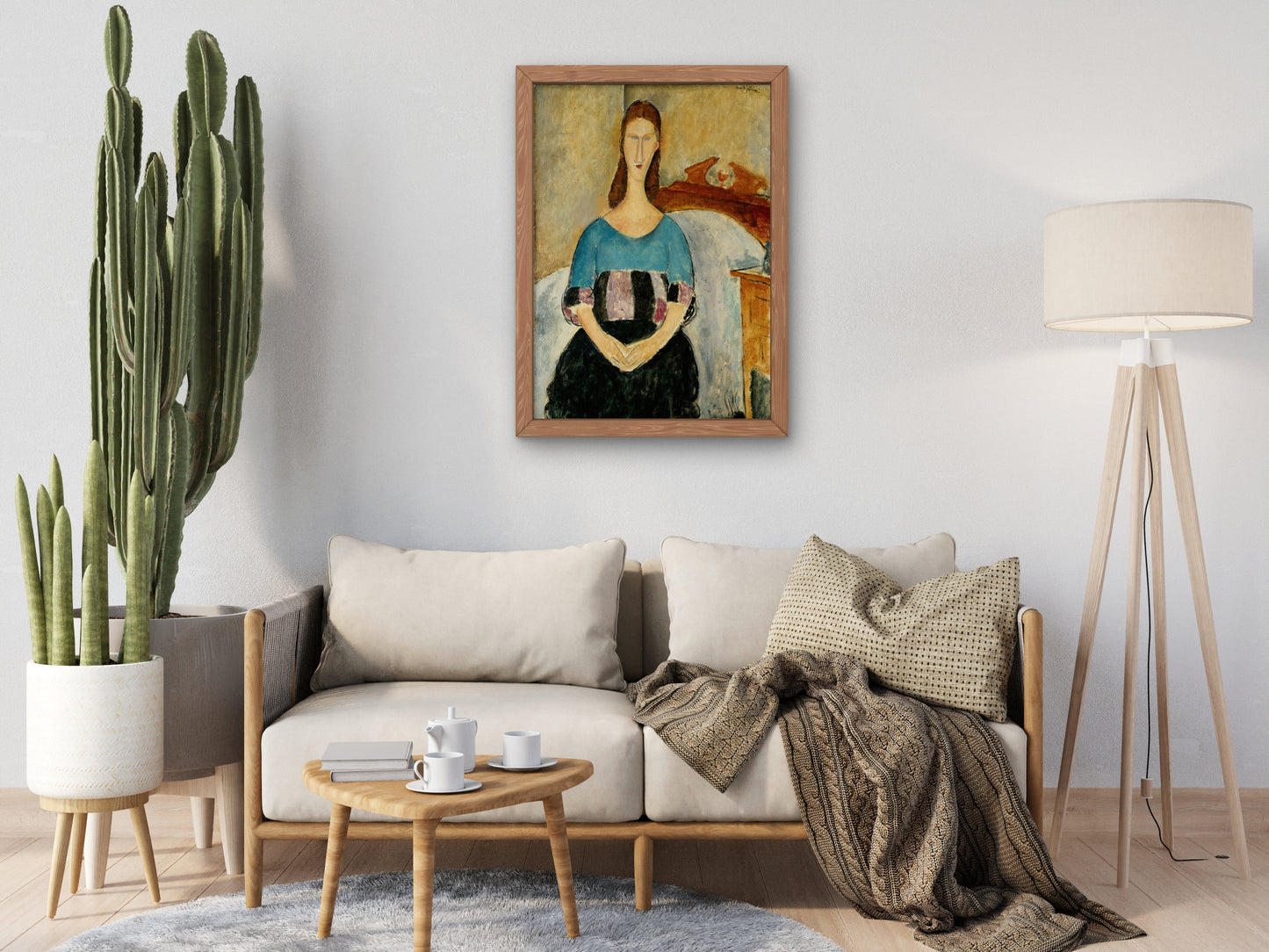 Portrait of Jeanne Hébuterne Seated by Amedeo Modigliani 1918, Wall Art Print, Fine Art Reproduction, Museum Quality Decor, Poster