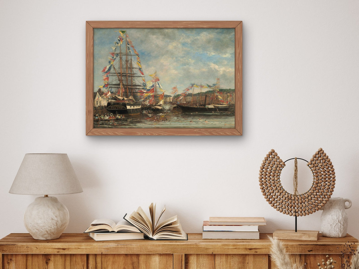 Festival in the Harbor of Honfleur by Eugène Boudin 1858, Wall Art Print, Fine Art Reproduction, Museum Quality Decor, Poster