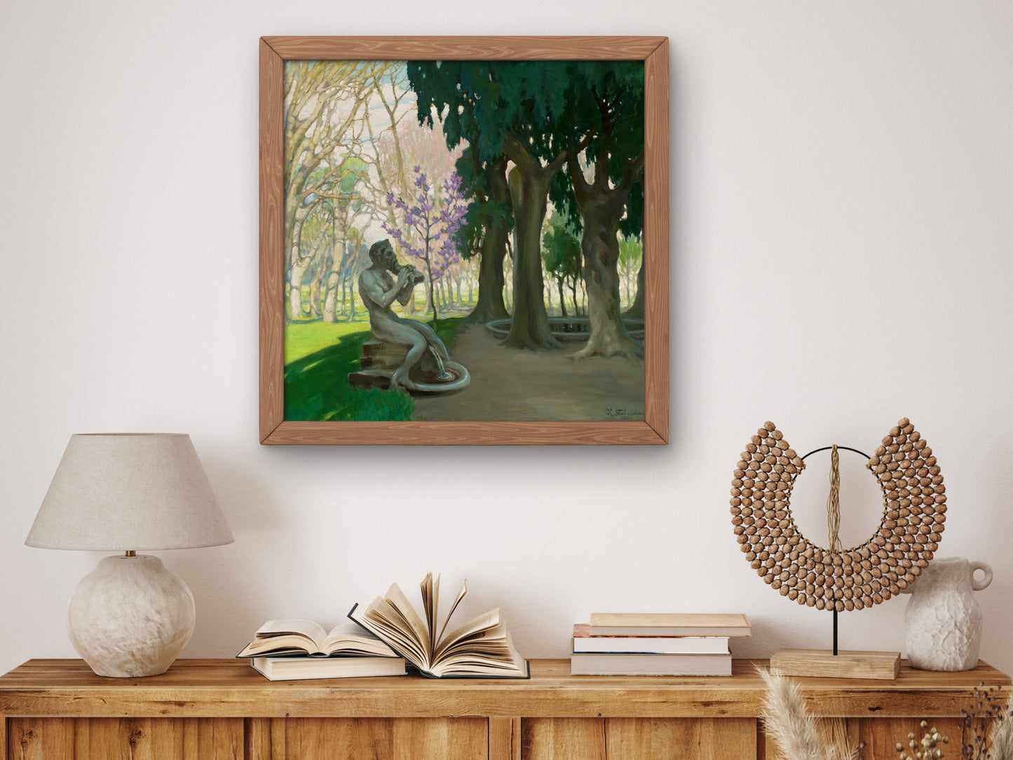 Faun, Villa Borghese by Kazimierz Stabrowski 1924, Wall Art Print, Fine Art Reproduction, Museum Quality Decor, Poster