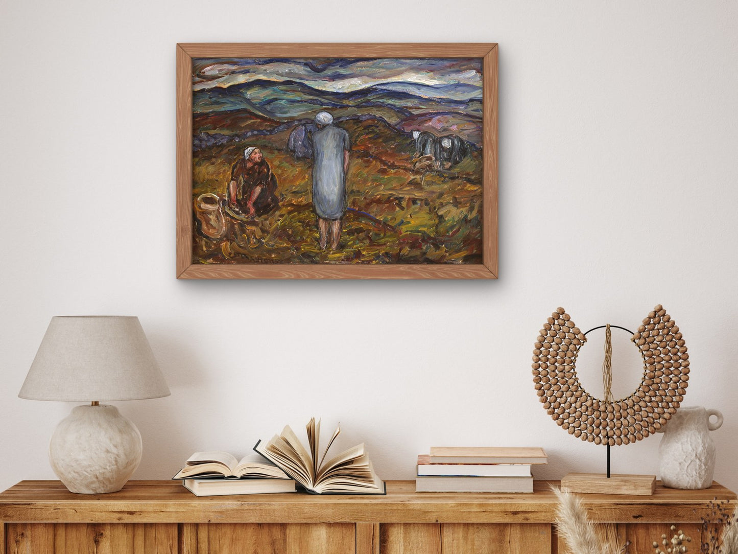 Lingonberry Pickers on the Hallandsåsen by Ester Almqvist 1928, Wall Art Print, Fine Art Reproduction, Museum Quality Decor, Poster