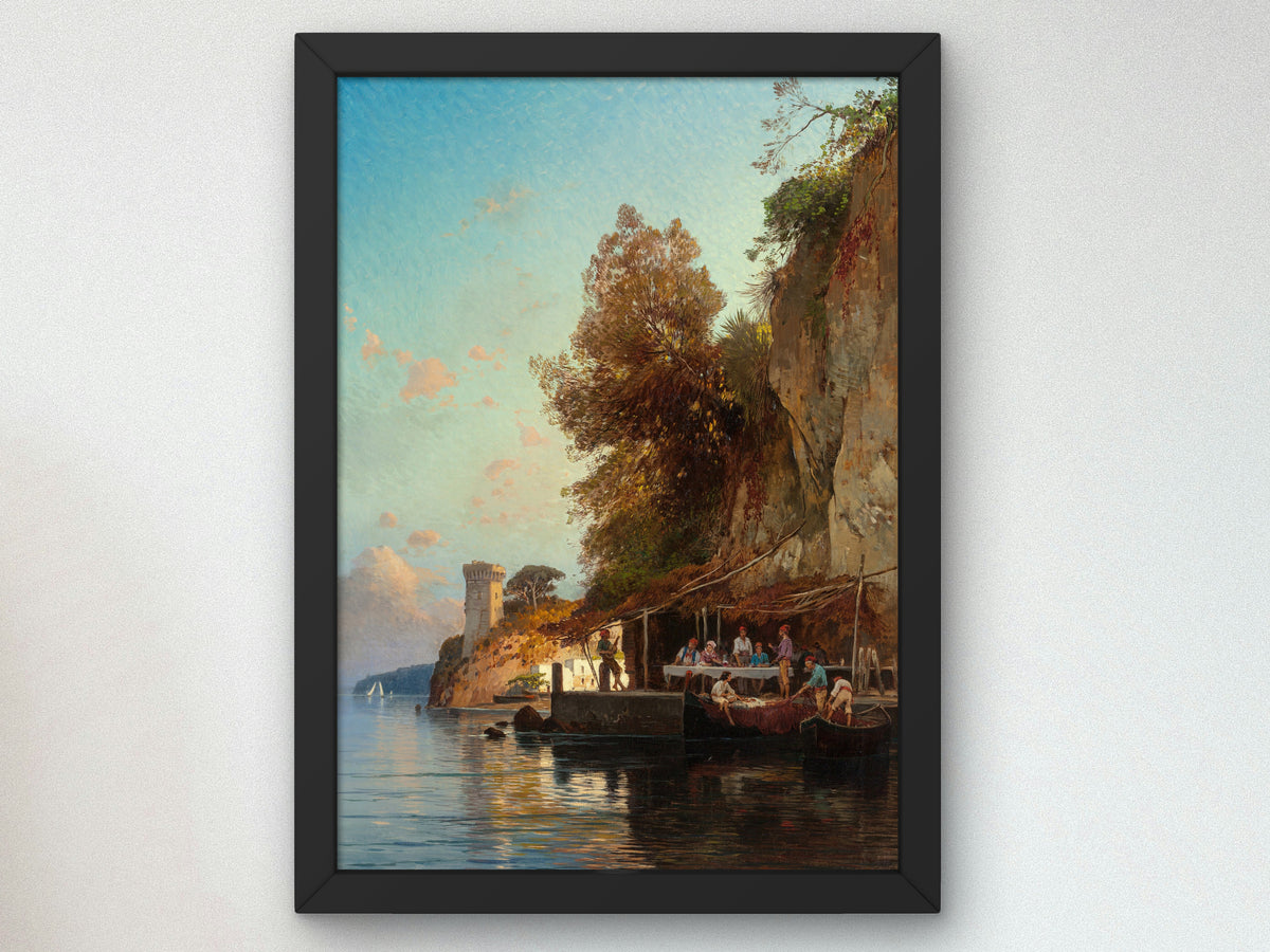 Refuge by the Sea by Hermann David Salomon Corrodi, Wall Art Print, Fine Art Reproduction, Museum Quality Decor, Poster