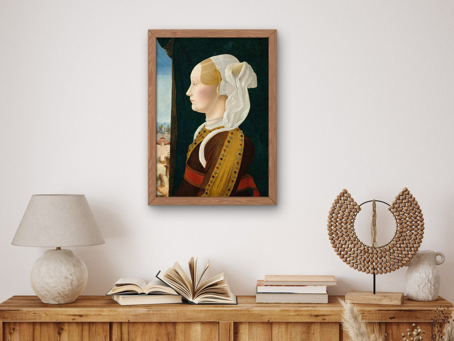 Portrait of Ginevra Bentivoglio by Ercole de' Roberti 1475, Wall Art Print, Fine Art Reproduction, Museum Quality Decor, Poster
