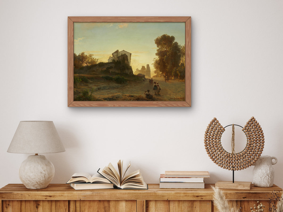 Roman Road in the Evening Light by Oswald Achenbach, Wall Art Print, Fine Art Reproduction, Museum Quality Decor, Poster