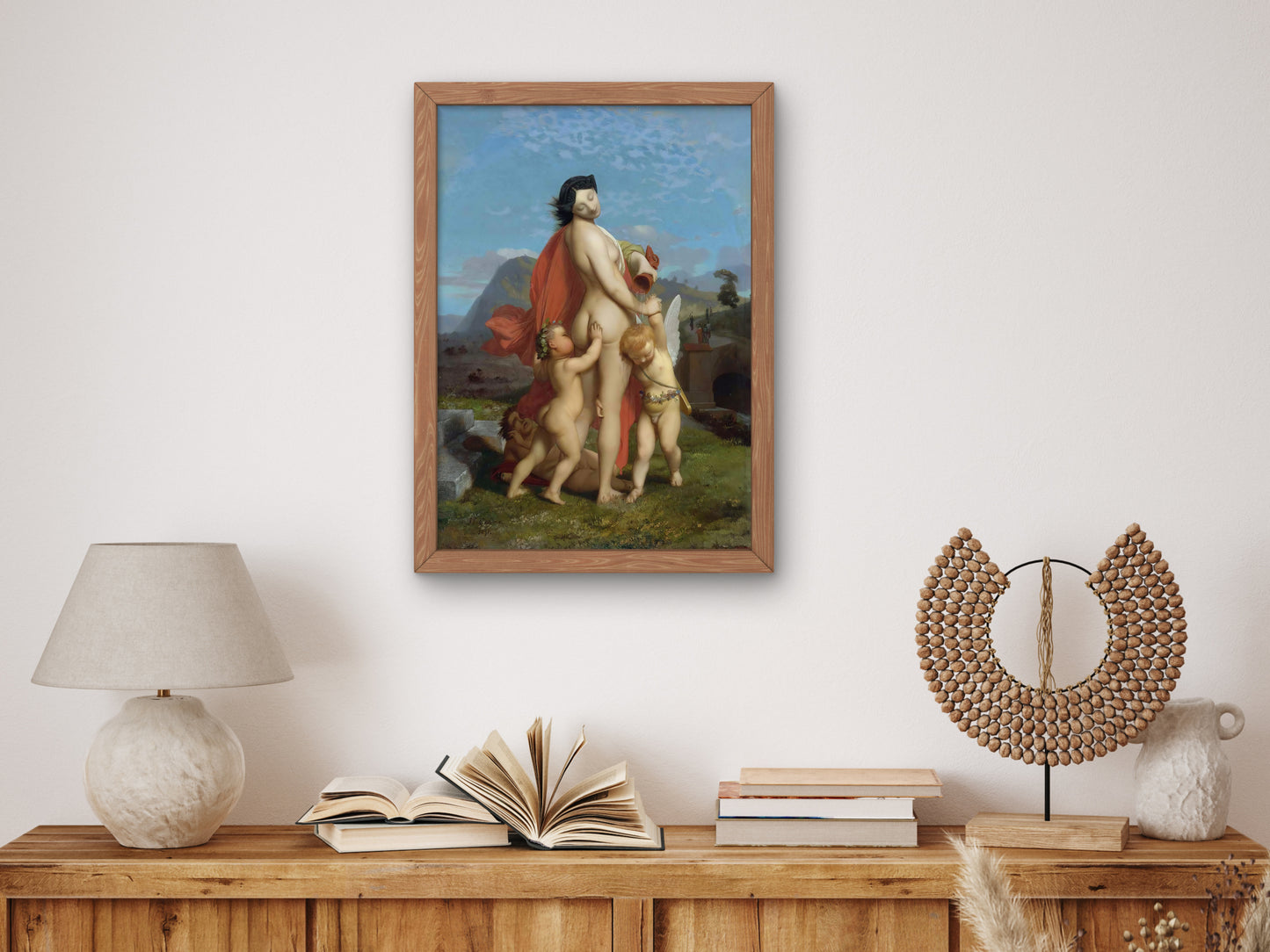 A Young Nymph Teased by Putti by Jean Léon Gérôme 1851, Wall Art Print, Fine Art Reproduction, Museum Quality Decor, Poster