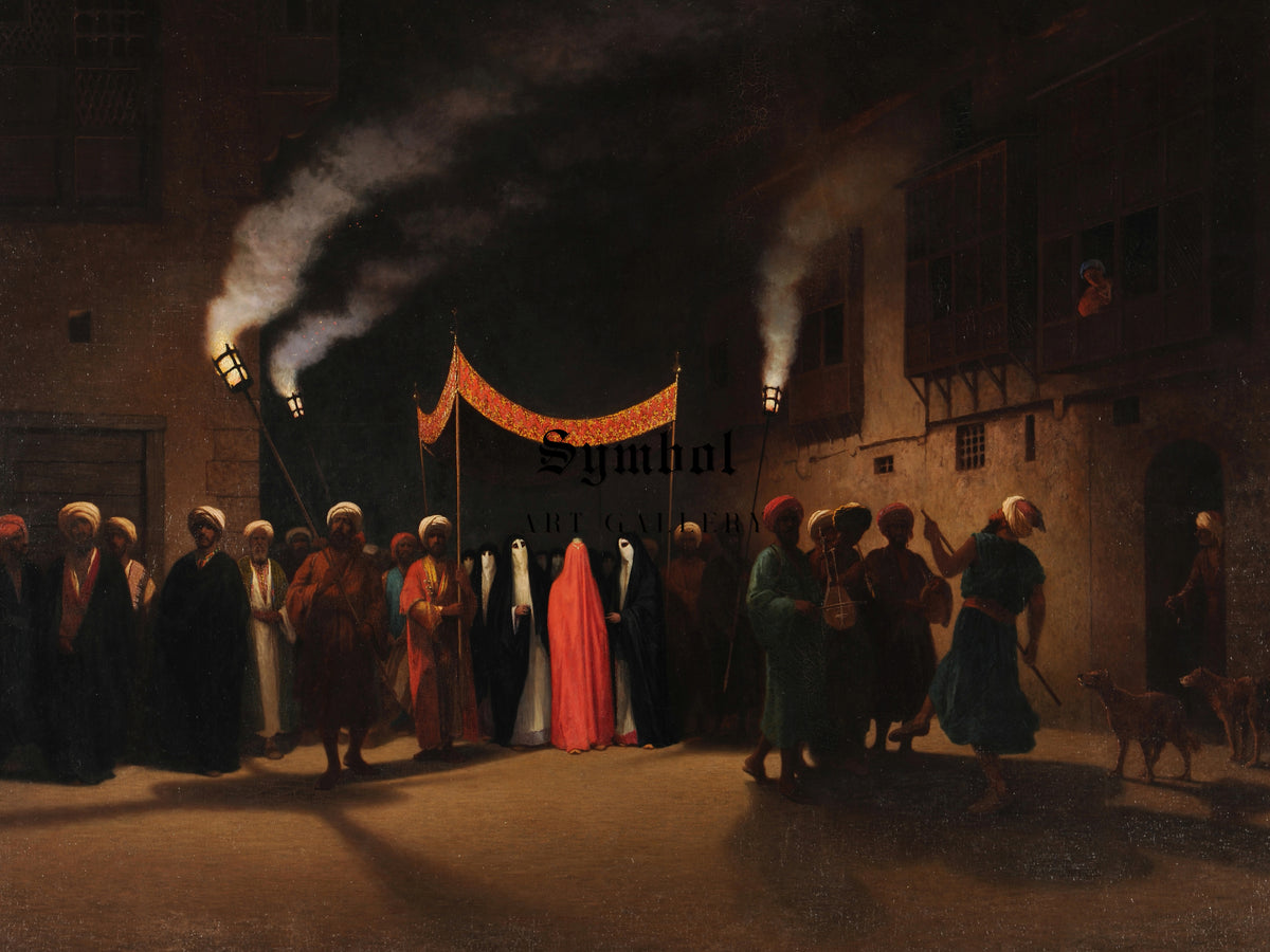 Arab Wedding in Cairo by Charles Théodore Frère 1865, Wall Art Print, Fine Art Reproduction, Museum Quality Decor, Poster
