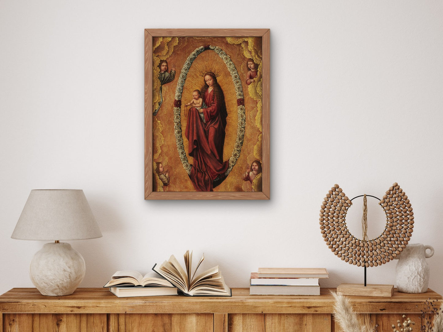 Virgin of the Rosary by Quentin Metsys 1520, Wall Art Print, Fine Art Reproduction, Museum Quality Decor, Poster