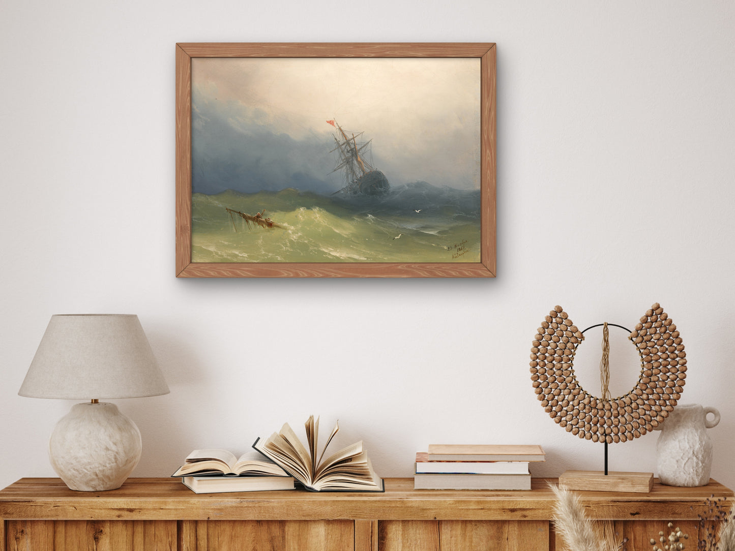 Sinking Ship in Stormy Waters by Ivan Konstantinovich Aivazovsky 1867, Wall Art Print, Fine Art Reproduction, Museum Quality Decor, Poster