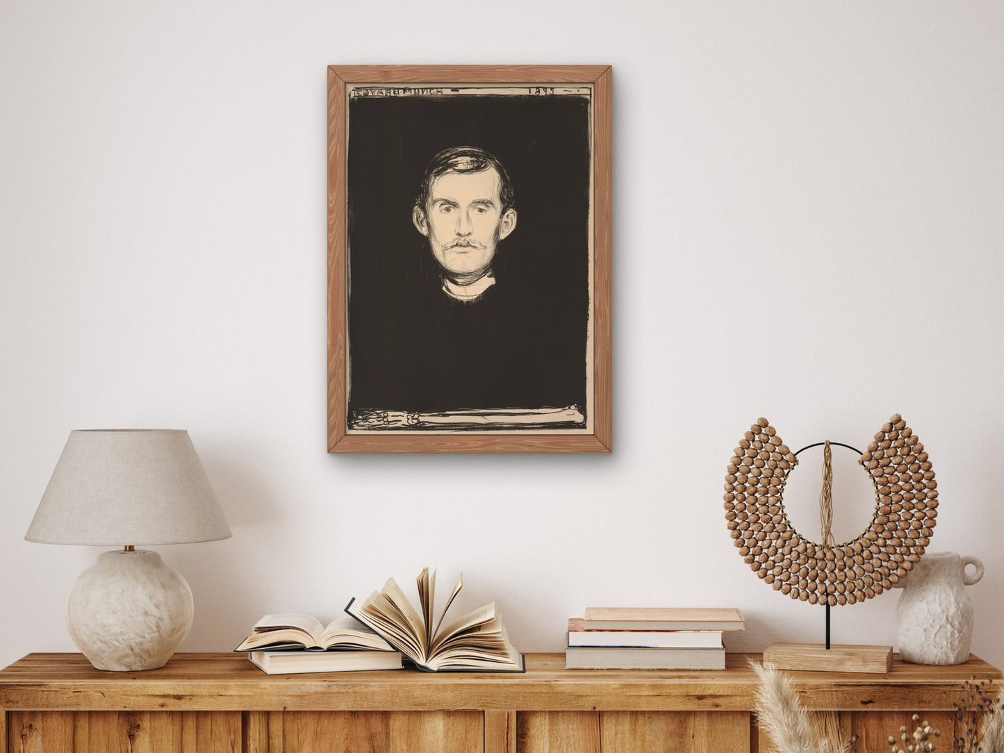 Self portrait with Skeleton Arm by Edvard Munch 1895, Wall Art Print, Fine Art Reproduction, Museum Quality Decor, Poster