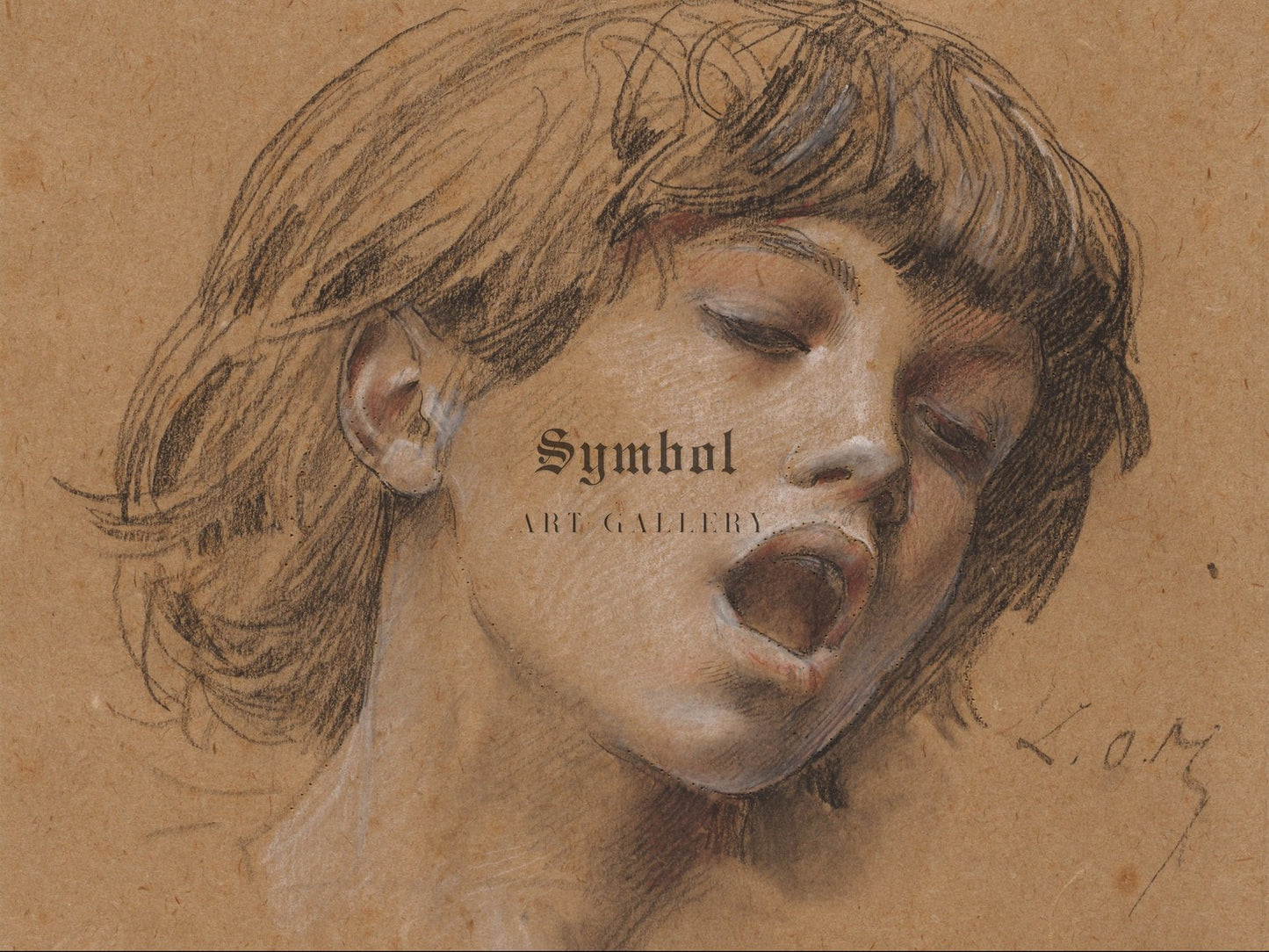 Head of a Boy Singing Study for Music by Luc Olivier Merson 1898, Wall Art Print, Fine Art Reproduction, Museum Quality Decor, Poster