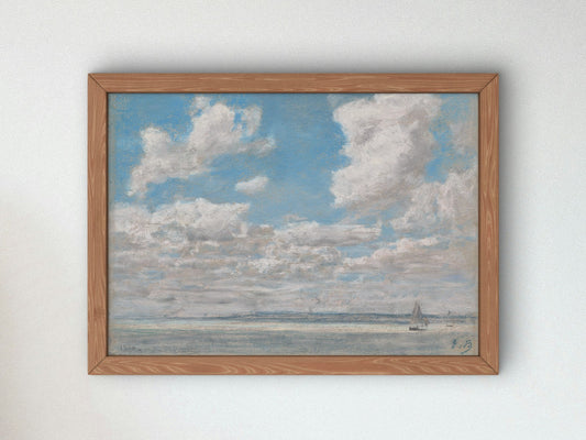 Seascape with Open Sky by Eugène Boudin 1860, Wall Art Print, Fine Art Reproduction, Museum Quality Decor, Poster