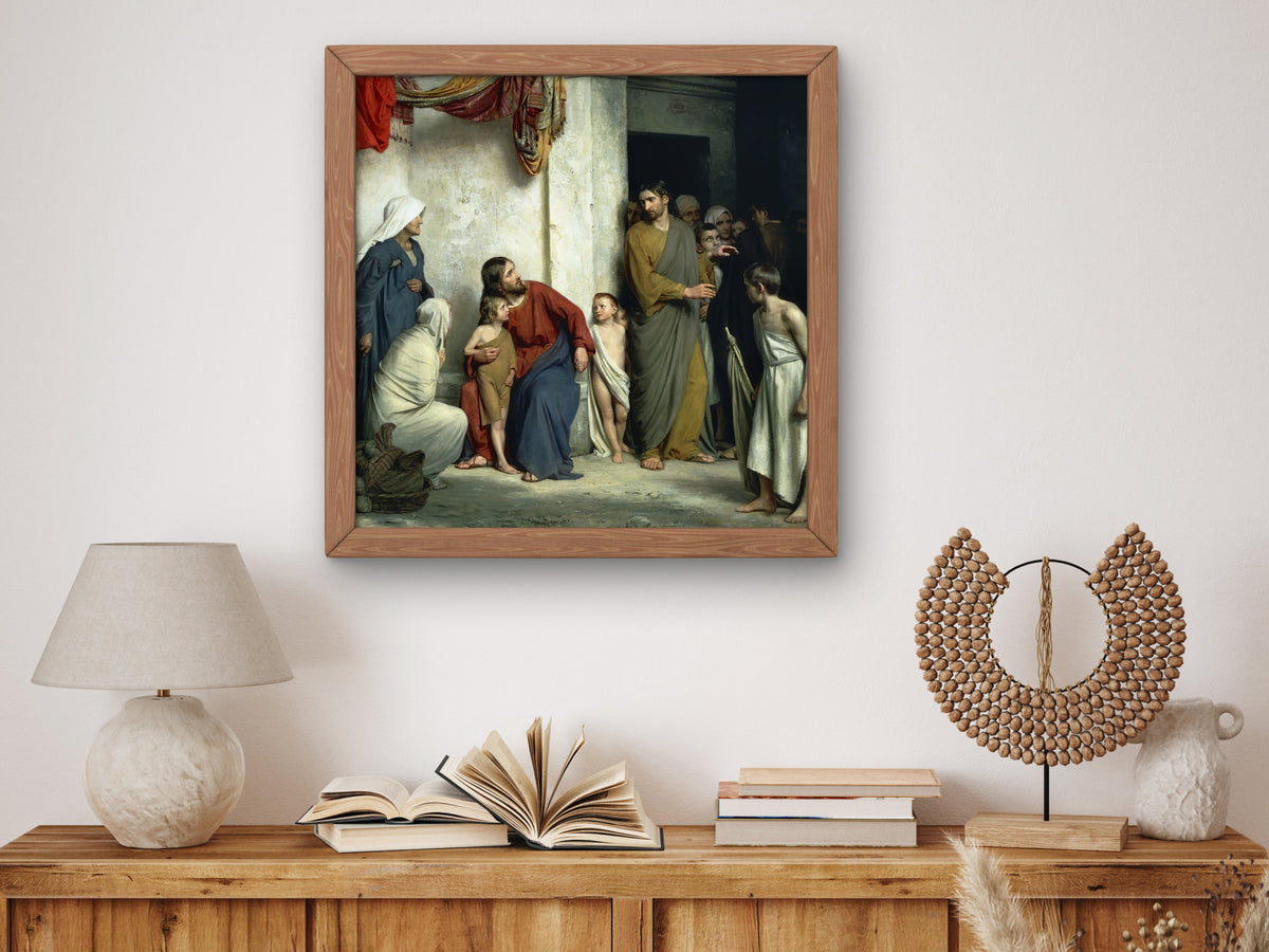 Christ and the Children by Carl Bloch 1884, Wall Art Print, Fine Art Reproduction, Museum Quality Decor, Poster