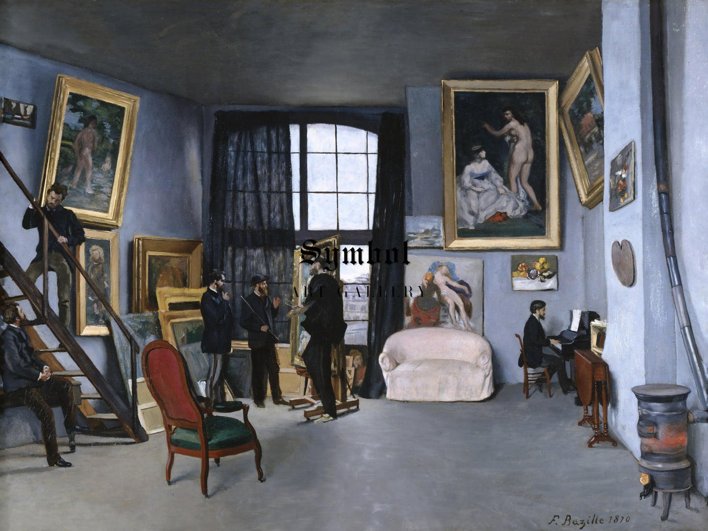 Bazille's Studio by Frédéric Bazille 1870, Wall Art Print, Fine Art Reproduction, Museum Quality Decor, Poster