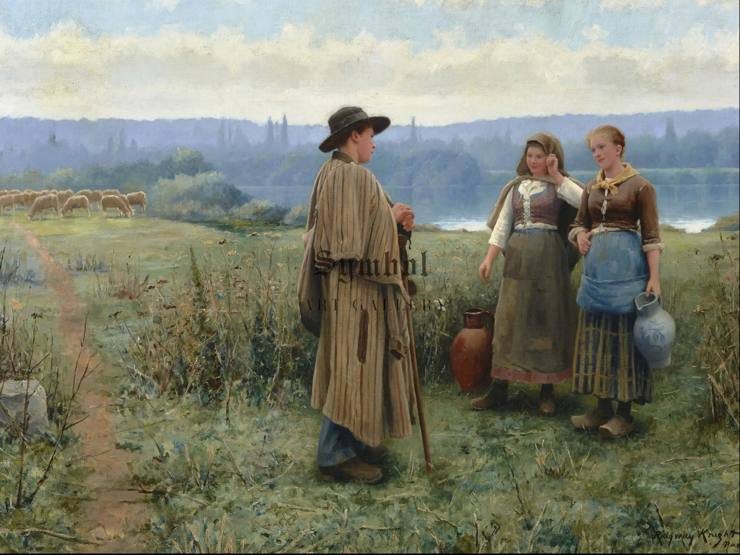 An Idle Moment by Daniel Ridgway Knight 1890, Wall Art Print, Fine Art Reproduction, Museum Quality Decor, Poster