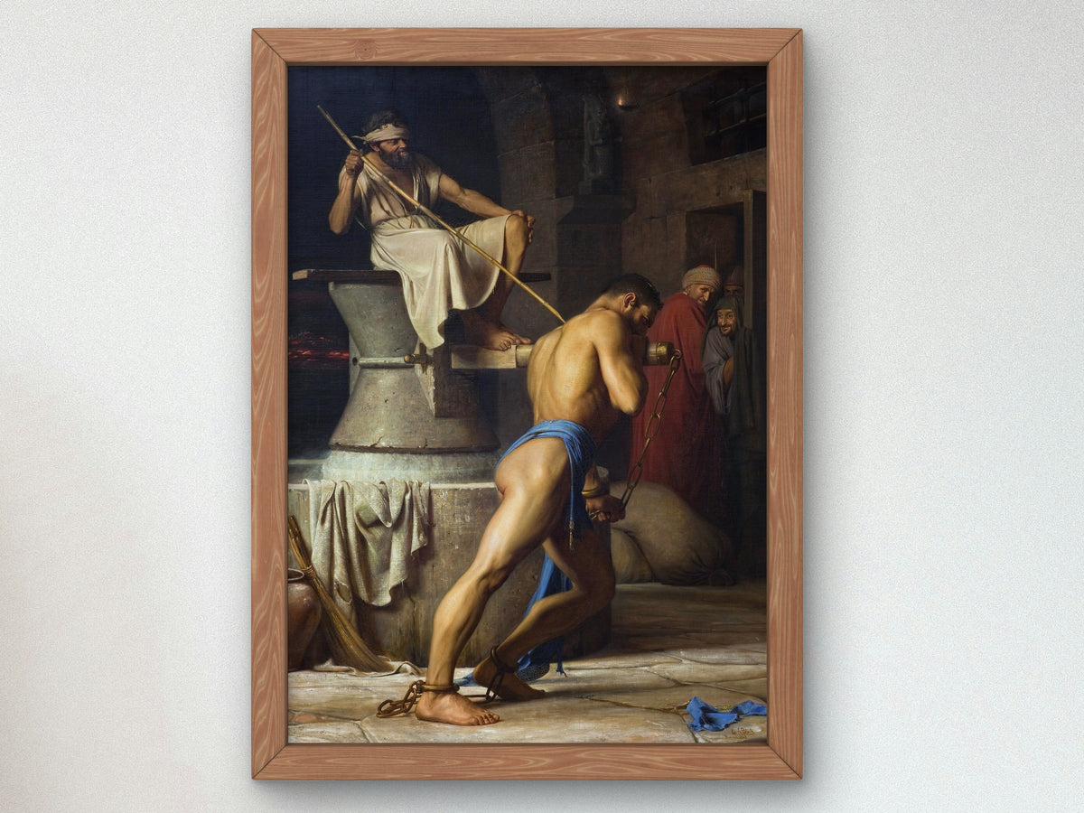 Samson and the Philistines by Carl Bloch 1863, Wall Art Print, Fine Art Reproduction, Museum Quality Decor, Poster