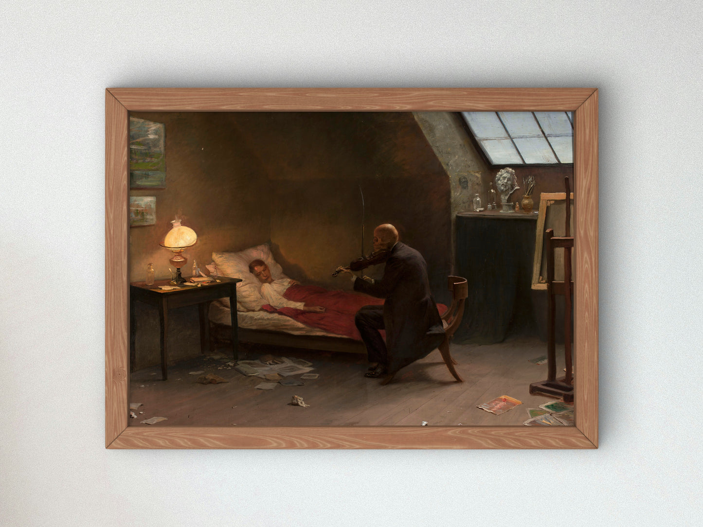 Artist's Death The Last Friend by Zygmunt Andrychiewicz 1901, Wall Art Print, Fine Art Reproduction, Museum Quality Decor, Poster