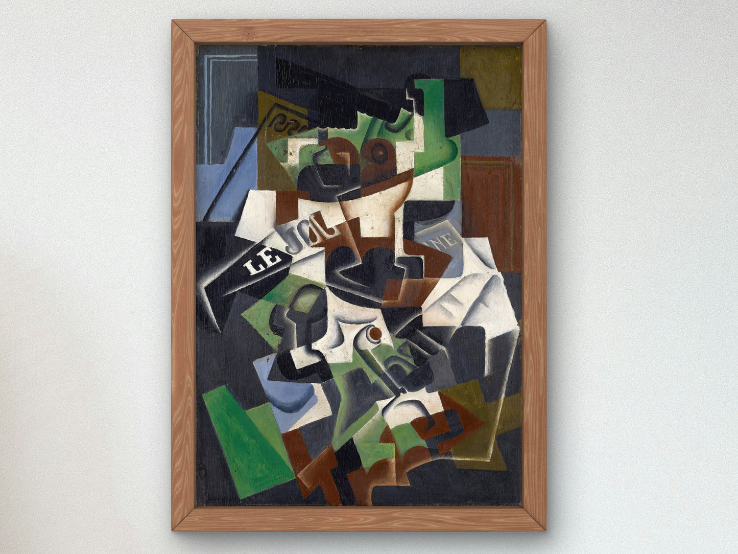 Fruit Bowl, Pipe and Newspaper by Juan Gris 1917, Wall Art Print, Fine Art Reproduction, Museum Quality Decor, Poster