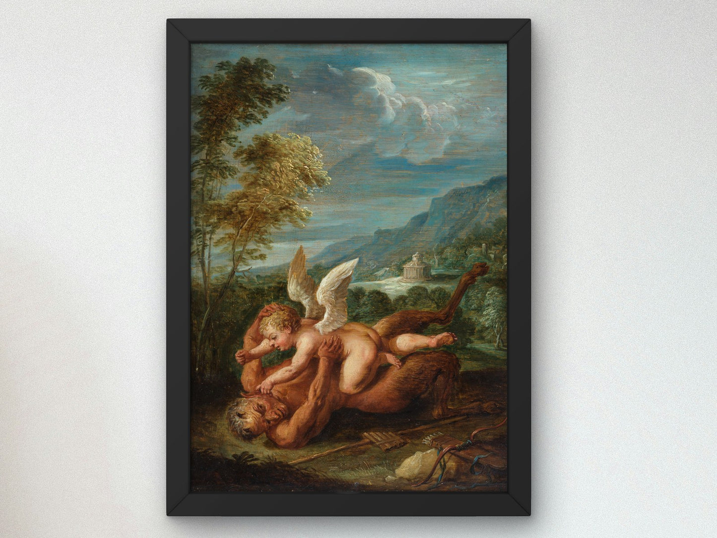 Cupid Overcoming Pan by David Teniers the Younger 1653, Wall Art Print, Fine Art Reproduction, Museum Quality Decor, Poster