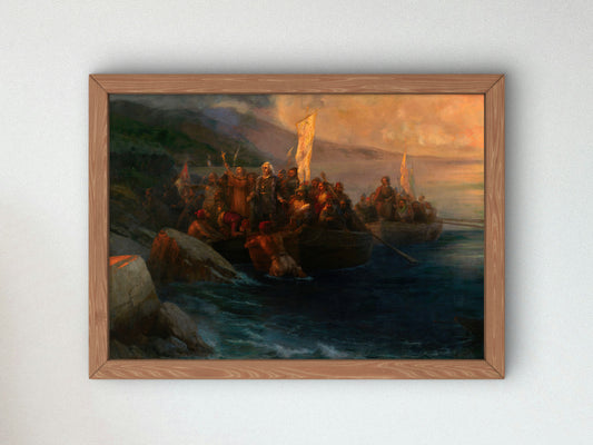 The Disembarkation of Christopher Columbus by Ivan Konstantinovich Aivazovsky 1892, Wall Art Print, Fine Art Reproduction, Museum Quality