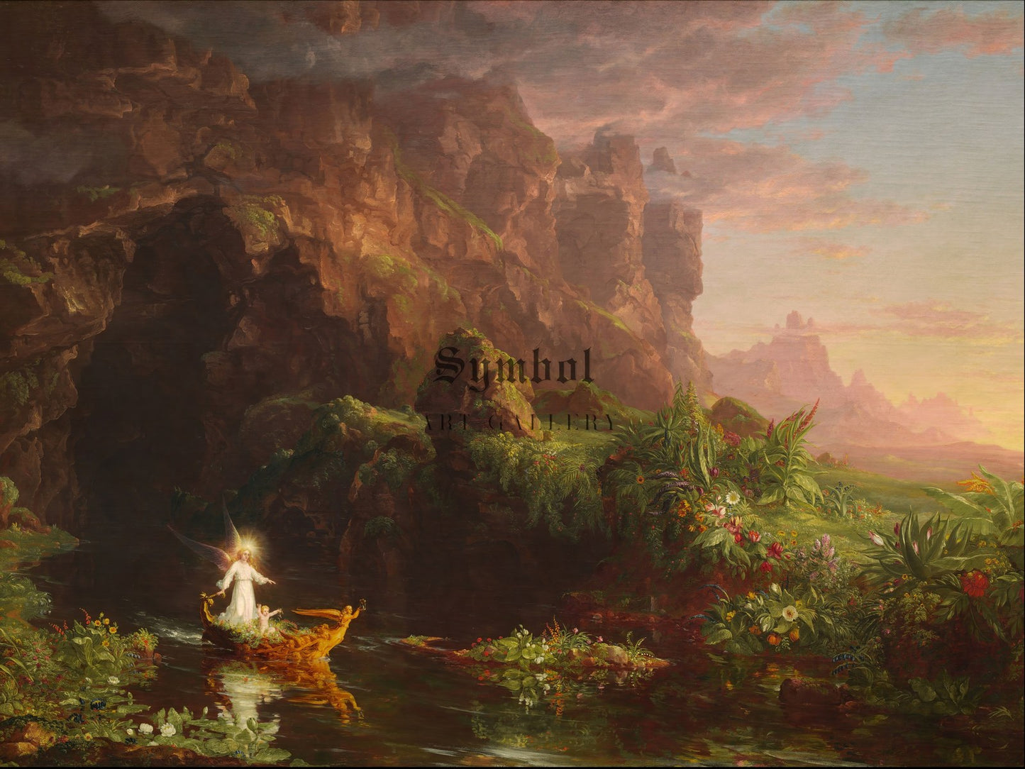 The Voyage of Life Childhood by Thomas Cole 1842, Wall Art Print, Fine Art Reproduction, Museum Quality Decor, Poster