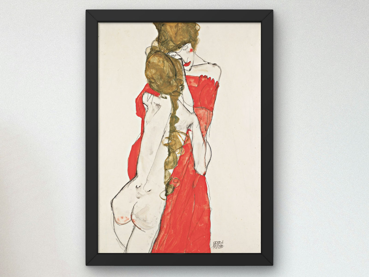 Mother and Daughter by Egon Schiele 1913, Wall Art Print, Fine Art Reproduction, Museum Quality Decor, Poster