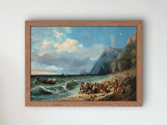 The Death of Captain Cook by Jean Charles Joseph Rémond, Wall Art Print, Fine Art Reproduction, Museum Quality Decor, Poster