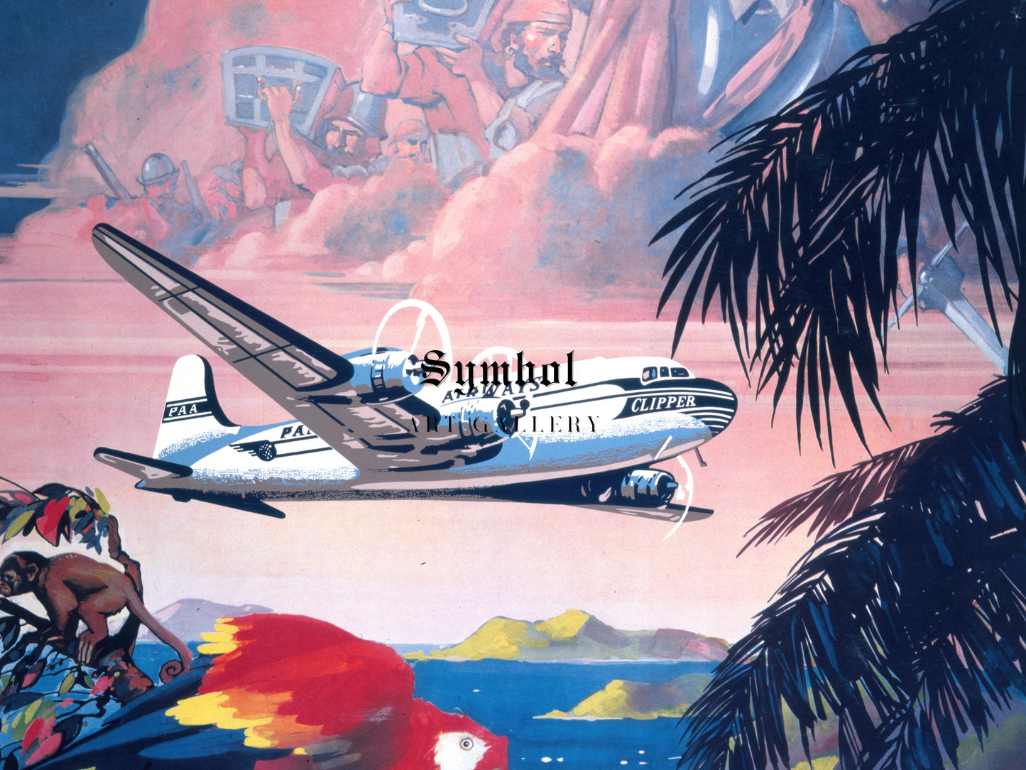 Fly to the Caribbean by Clipper by Mark Von Arenburg 1950, Wall Art Print, Fine Art Reproduction, Museum Quality Decor, Poster