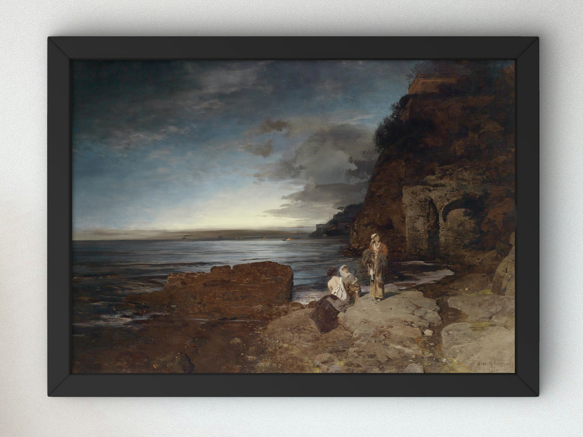 Evening on the Coast by Oswald Achenbach 1880, Wall Art Print, Fine Art Reproduction, Museum Quality Decor, Poster