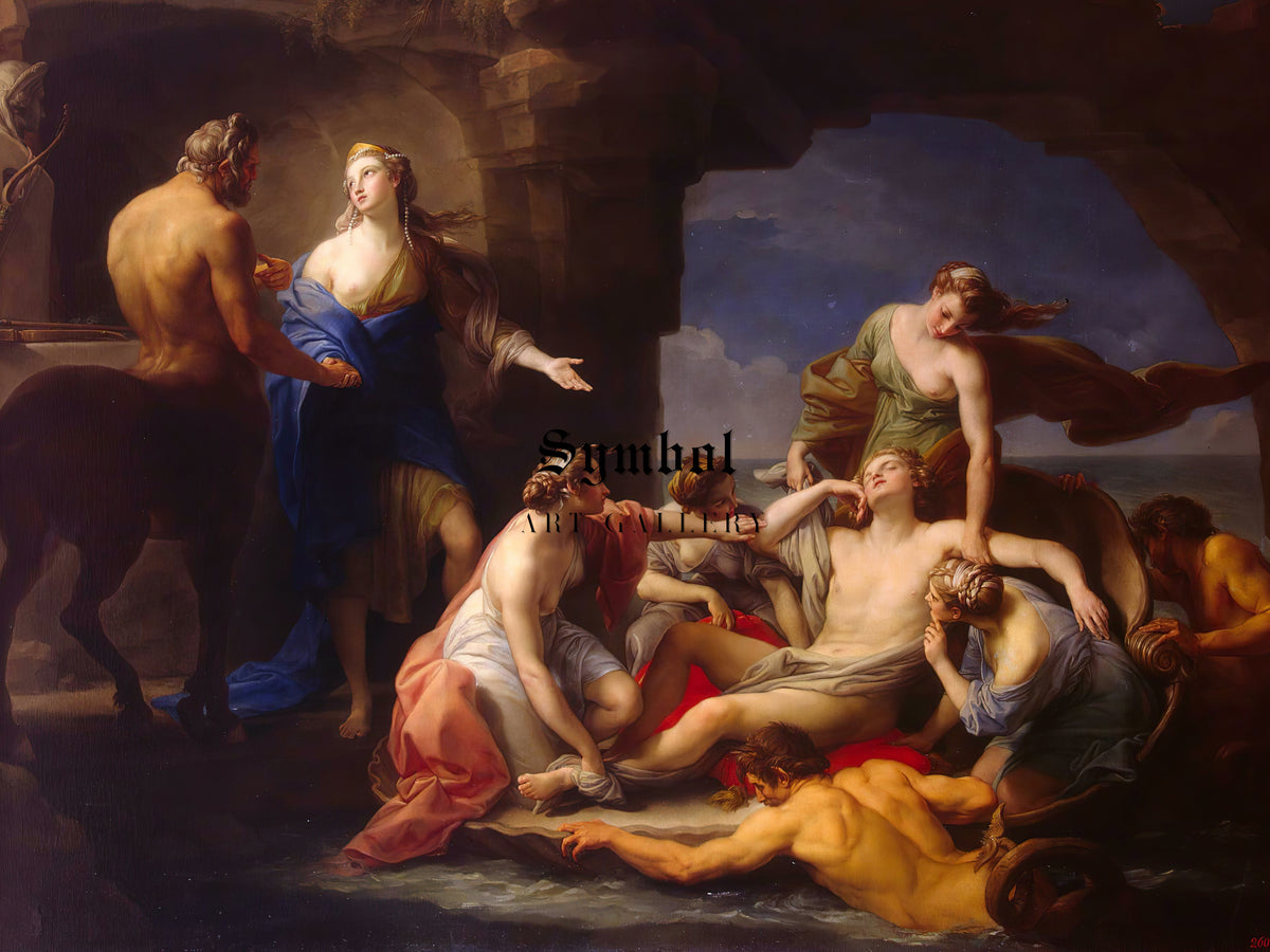 Thetis Takes Achilles from the Centaur Chiron by Pompeo Batoni 1770, Wall Art Print, Fine Art Reproduction, Museum Quality Decor, Poster