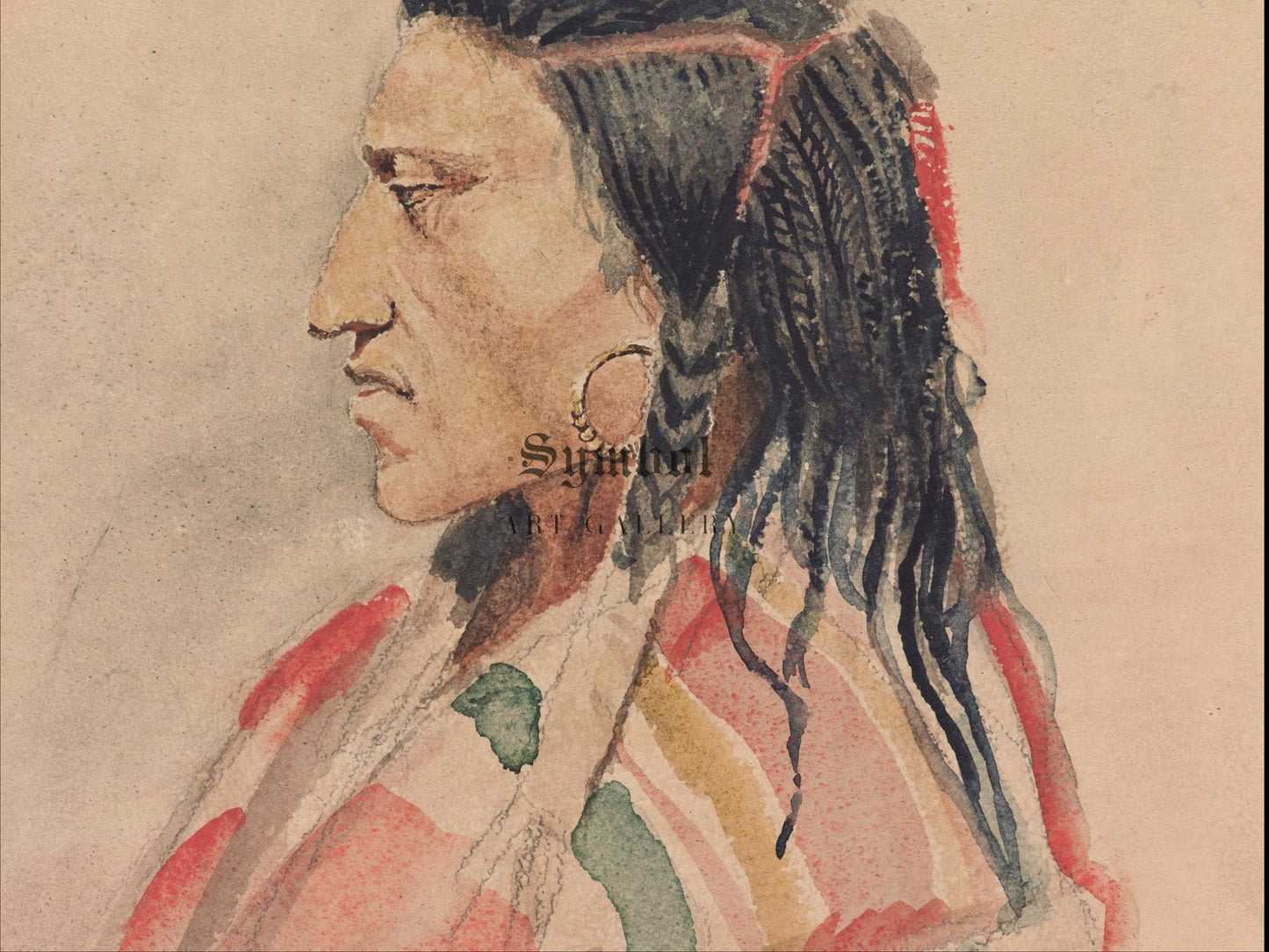 Indian Man by Charles Marion Russell 1907, Wall Art Print, Fine Art Reproduction, Museum Quality Decor, Poster