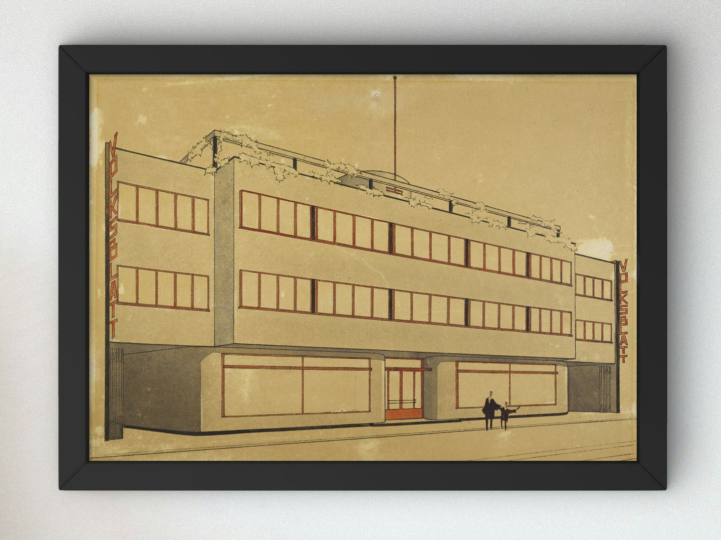 Competition design Administration building 1st Prize Volksblatt Dessau by Carl Fieger 1929, Wall Art Print, Fine Art Reproduction