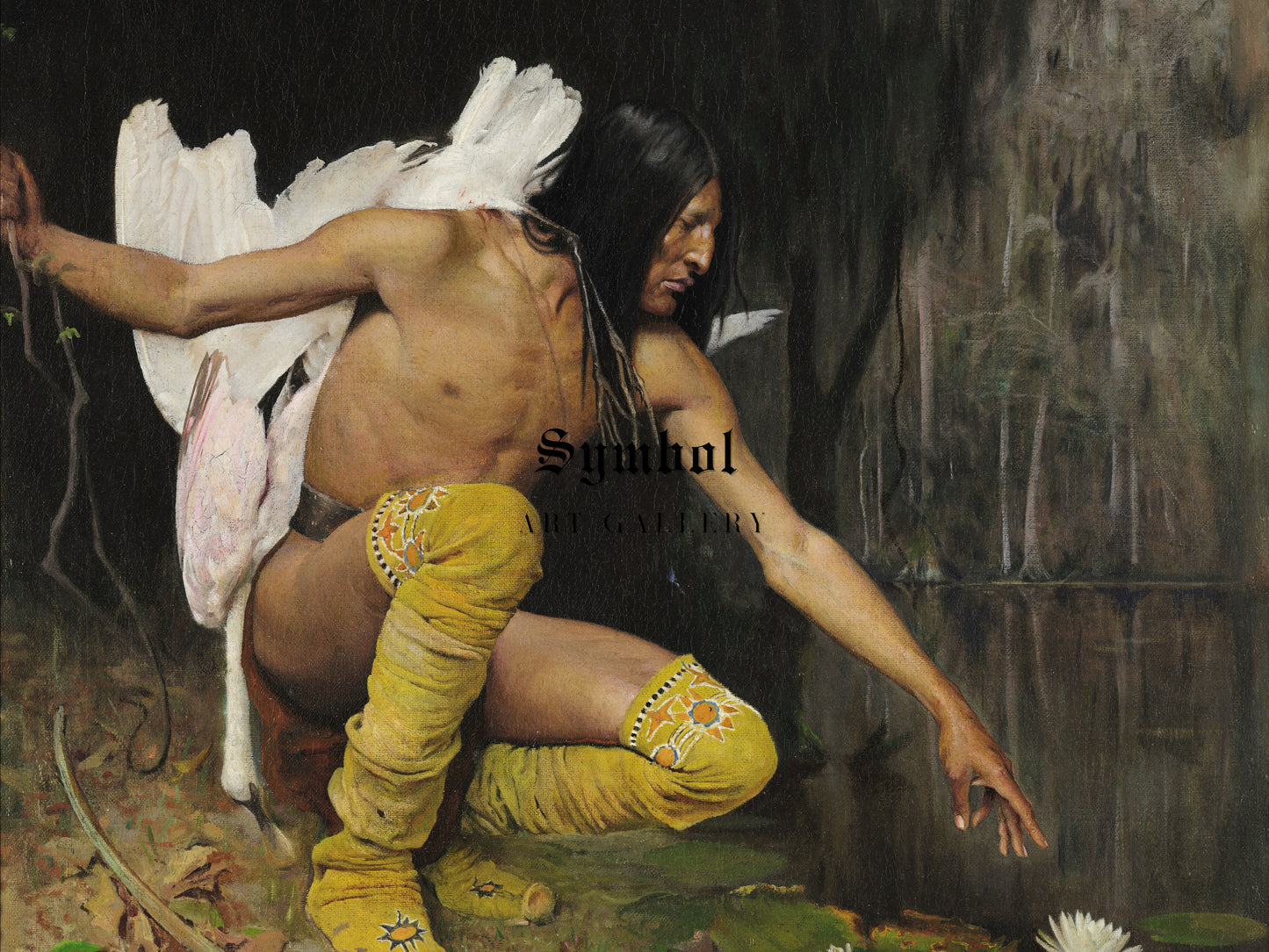 The Indian and the Lily by George de Forest Brush 1887, Wall Art Print, Fine Art Reproduction, Museum Quality Decor, Poster