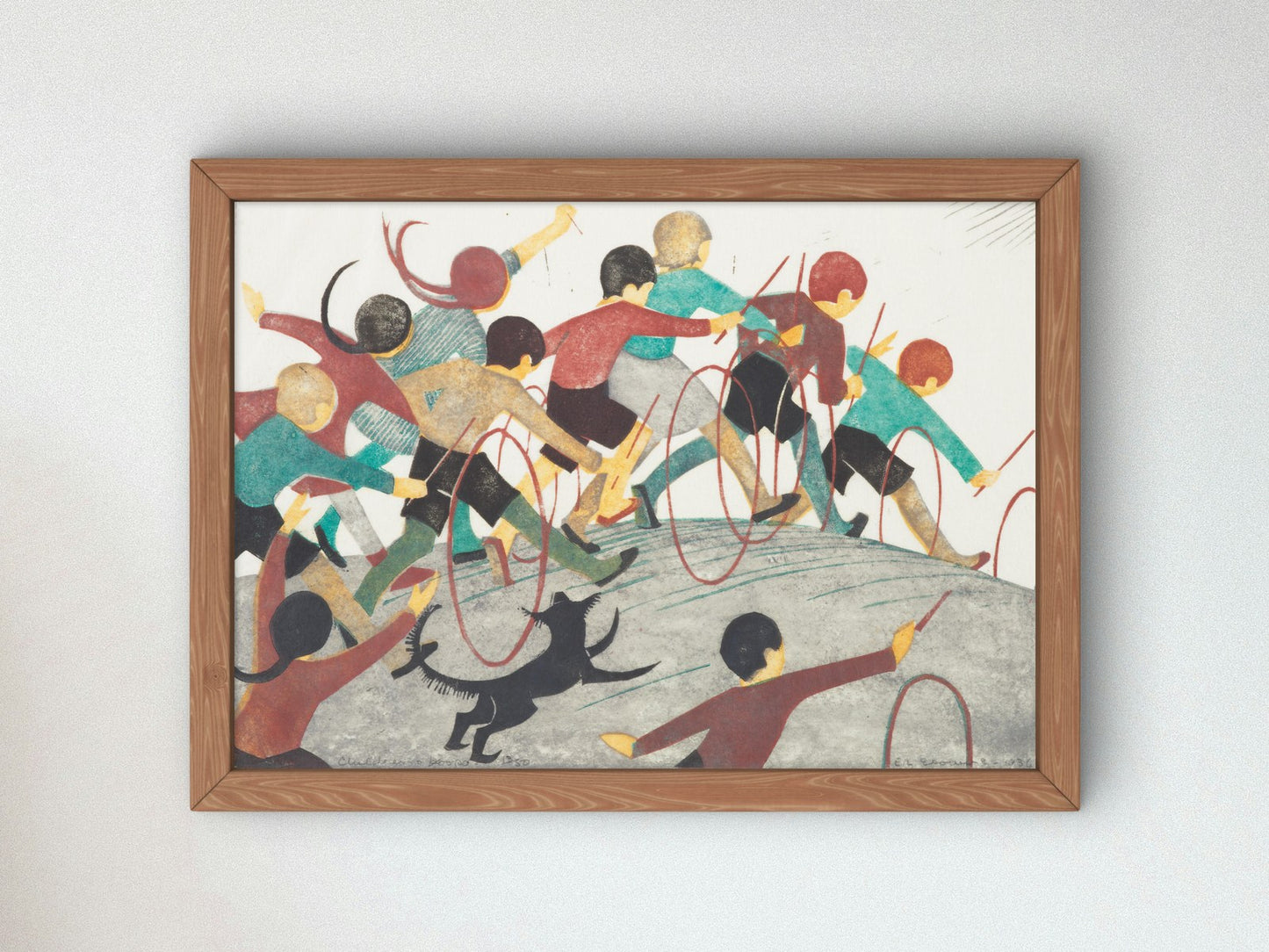 Children's Hoops by Ethel Spowers 1936, Wall Art Print, Fine Art Reproduction, Museum Quality Decor, Poster