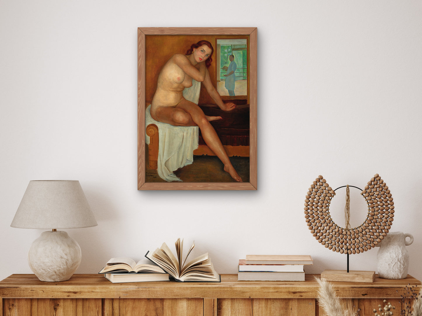 Autorretrato con modelo by Ángel Zárraga 1944, Wall Art Print, Fine Art Reproduction, Museum Quality Decor, Poster