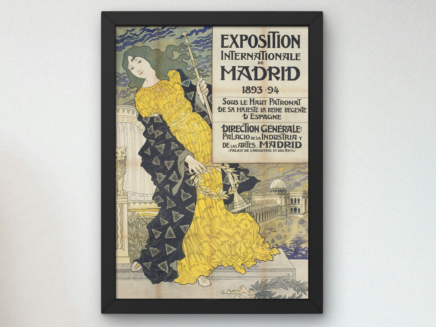 Exposition Internationale de Madrid by Eugène Grasset 1893, Wall Art Print, Fine Art Reproduction, Museum Quality Decor, Poster