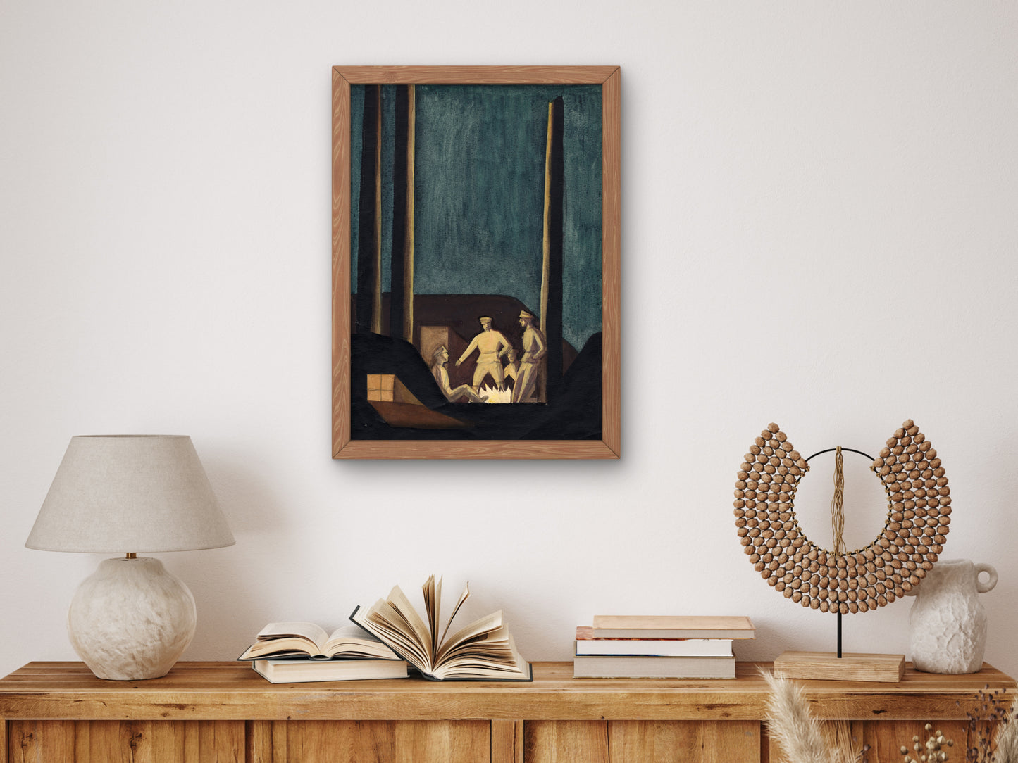 Riflemen by the Fireside by Jāzeps Grosvalds 1916, Wall Art Print, Fine Art Reproduction, Museum Quality Decor, Poster