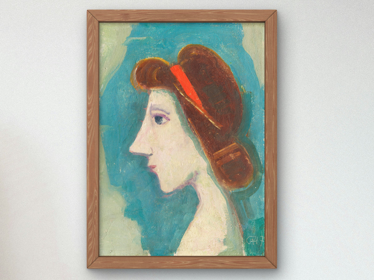 Girl's Head by Karl Hofer 1947, Wall Art Print, Fine Art Reproduction, Museum Quality Decor, Poster