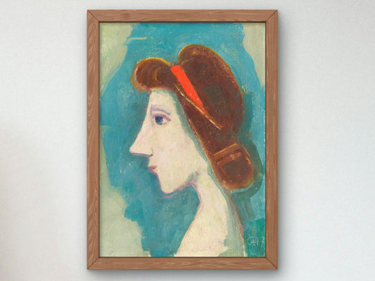 Girl's Head by Karl Hofer 1947, Wall Art Print, Fine Art Reproduction, Museum Quality Decor, Poster